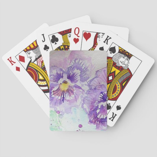Pansy Purpke Fleur Aquarelle Jeu de cartes de lect (dos)