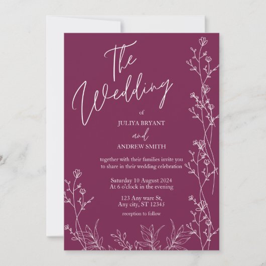 Pansy Purple floral wedding Invitation (Devant)