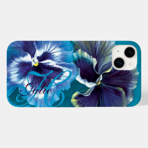 Pansy schilderij floral aqua name iphone 6 hoesje