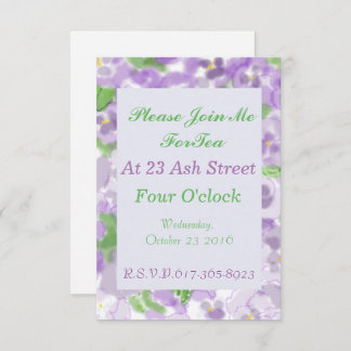 Pansy Tea Invitation Kaart