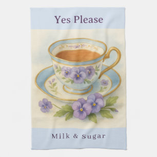 Pansy Theekop Theedoek – Vintage Melk & Suiker Keu