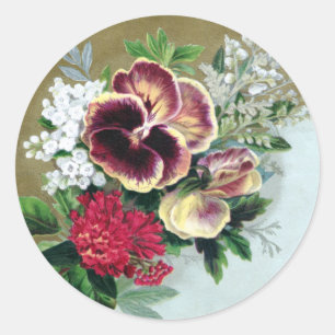 Pansy Tussie-Mussie Ronde Sticker