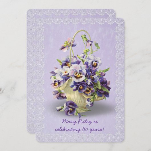 Pansy verjaardagsfeestje kaart (Voorkant / Achterkant)