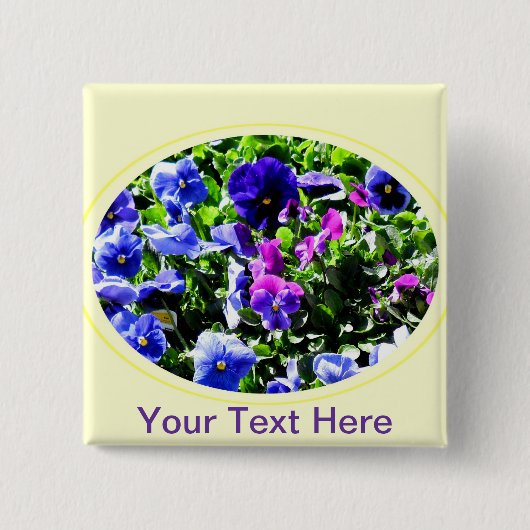Pansy Vierkante Button 5,1 Cm (Voorkant)