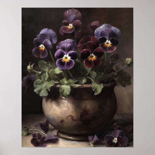 Pansy violet Fleurs Art Imprimer Poster (Devant)