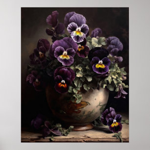 Pansy violet Fleurs Art Imprimer Poster