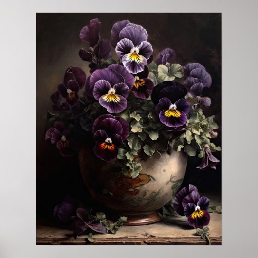 Pansy violet Fleurs Art Imprimer Poster (Devant)