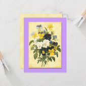 Pansy Violets Blank Botanical Art Cartes (Devant/Arrière en situation)