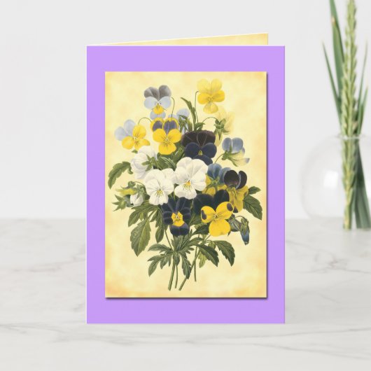 Pansy Violets Blank Botanical Art Cartes (Devant)