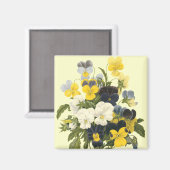 Pansy Violets Botanische Kunst Magneet (Voorkant / Achterkant)