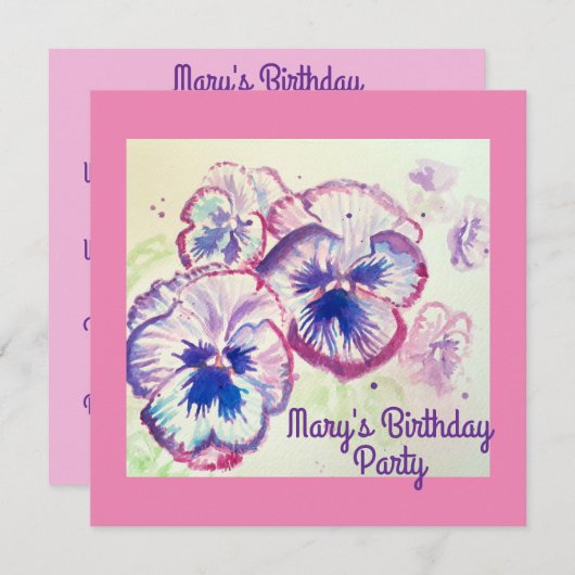 Pansy Viooltjes Paarse Bloem Bloemstuk Roze Verjaa Kaart (Voorkant / Achterkant)