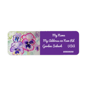 Pansy Waterverf Flower Return-adreslabels Etiket