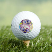 Pansy Waterverf Patroon op Roze en Bleek Geel Golfballen (Insitu Shirt)