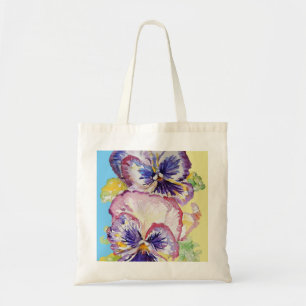 Pansy Waterverf Patroon op Roze en Bleek Geel Tote Bag
