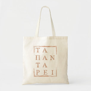 "Panta Rhei" alles vloeit voort uit Heraclitus Quo Tote Bag