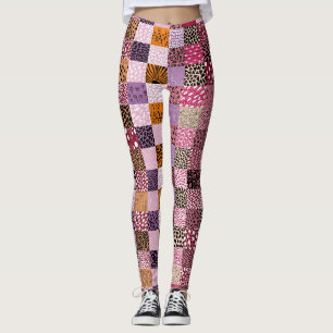 Pantalon de Legging Coloré en Patchwork pour Femme