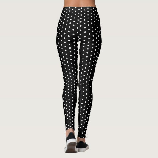 Pantalon Leggings Rétro Rockabilly Noir à Points n (Dos)