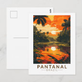 Pantanal Brazilië Zonsondergang Reizen Kunst Vinta Briefkaart (Voorkant / Achterkant)