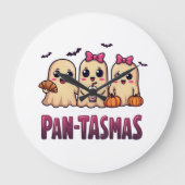 Pantasmas Funny Ghost Groovy Retro Halloween Grote Klok (Voorkant)