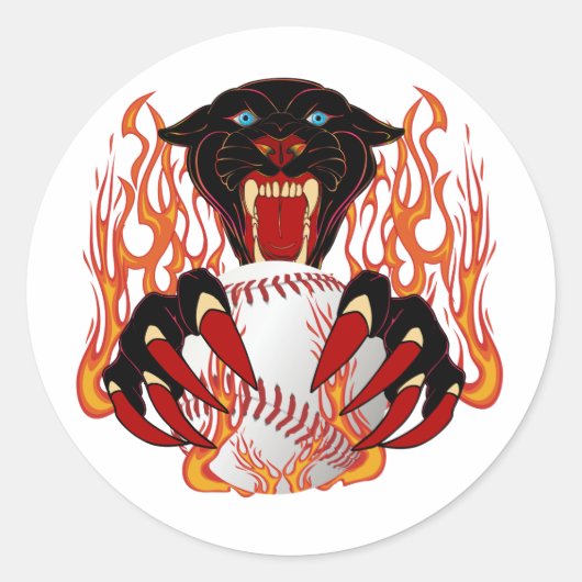 Panter-Baseball-1White-T-2 Ronde Sticker (Voorkant)