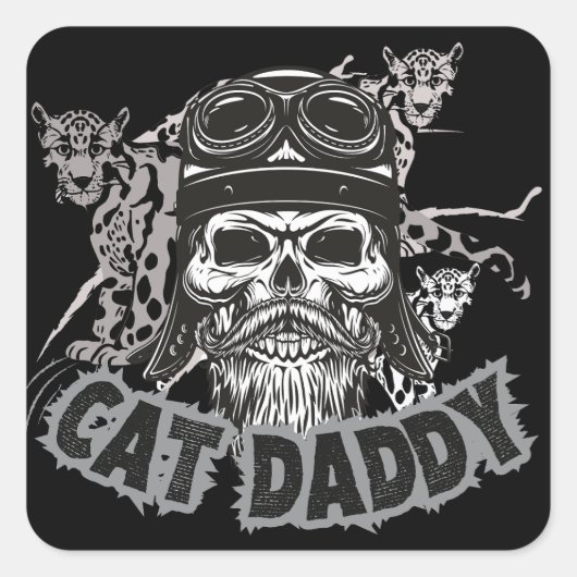 Panter Cat Dad Vierkante Sticker (Voorkant)