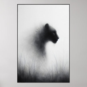Panter in de Whispering Mist Abstract Poster