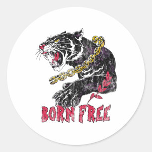 Panter Met Ketting Black History Month Afro-Amerik Ronde Sticker