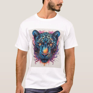 Panterportret met abstracte vurige elementen t-shirt