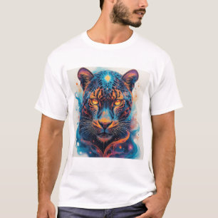 Panterportret met abstracte vurige elementen t-shirt