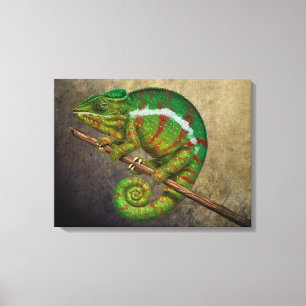 Panther Chameleon Digital Painting Canvas Afdruk