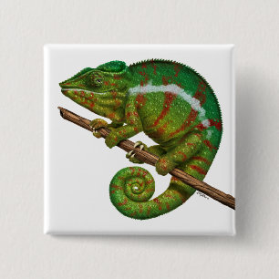 Panther Chameleon Digital Painting Vierkante Button 5,1 Cm