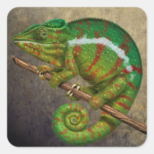 Panther Chameleon Digital Painting Vierkante Sticker