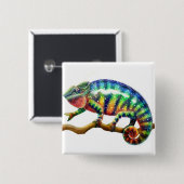 Panther Chameleon Pin Vierkante Button 5,1 Cm (Voorkant /achterkant)