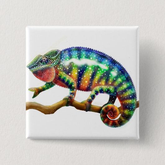 Panther Chameleon Pin Vierkante Button 5,1 Cm (Voorkant)