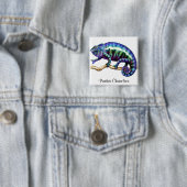 Panther Chameleon Pin Vierkante Button 5,1 Cm (In situ)
