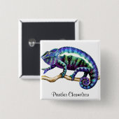 Panther Chameleon Pin Vierkante Button 5,1 Cm (Voorkant /achterkant)