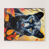 Panther Chat Automne Feuilles Art Jigsaw Puzzle (Horizontal)