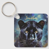 Panther Dierenportret Gepersonaliseerde Naam Sleutelhanger (Voorkant)