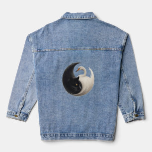 Panther en Crane Yin Yang Ink Art Denim Jacket