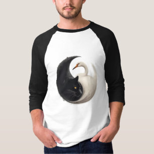 Panther en Crane Yin Yang Ink Art T-shirt