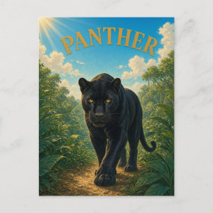 Panther Jungle Trail Watercolor GeoSaga Briefkaart