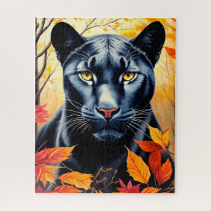 Panther Kat Herfst bladeren Art puzzel