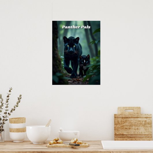 Panther Pals - Grote en kleine kat Poster (Keuken)