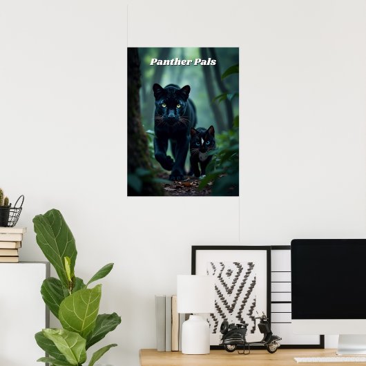 Panther Pals - Grote en kleine kat Poster (Thuiskantoor)
