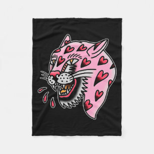 Panther Roze X Hart Liefde Traditioneel Flash Prem Fleece Deken