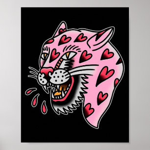 Panther Roze X Hart Liefde Traditionele Flash Prem Poster