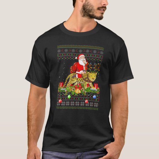 Panther  Ugly Santa Riding Panther Christmas T-shirt (Voorkant)
