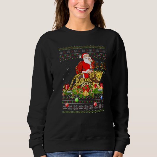 Panther Ugly Santa Riding Panther Christmas Trui (Voorkant)