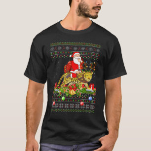 Panther Ugly Santa Riding Panther Kerstmis T-shirt