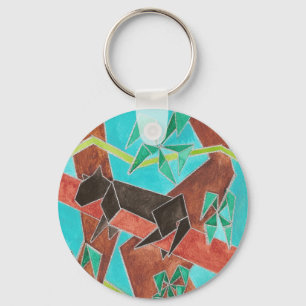 Panther Waterverf Art Sleutelhanger